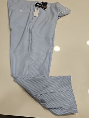 Roundtree & Yorke Light Blue and White Pinstripe Dress Pants